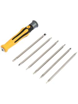 Отвертки для точных работ ТУНДРА, 12 в 1, держатель, двухсторонние биты 6 шт.