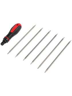 Отвертка комбинированная ТУНДРА, 2К рукоятка, реверс, двухсторонние биты 6 шт.