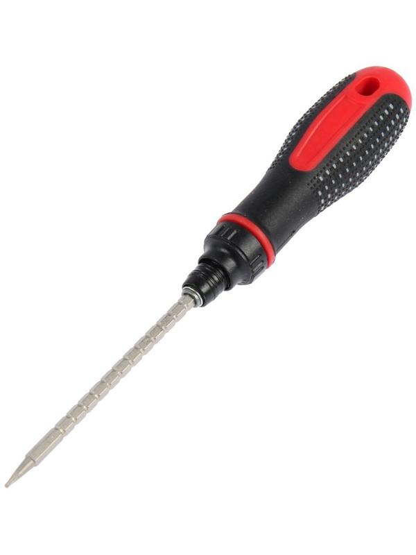 Отвертка комбинированная ТУНДРА, 2К рукоятка, реверс, двухсторонние биты 6 шт.