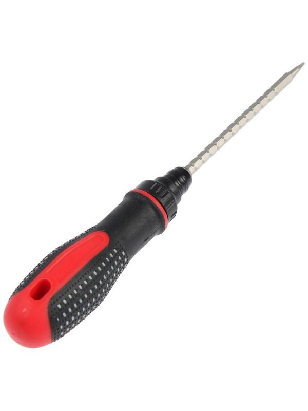 Отвертка комбинированная ТУНДРА, 2К рукоятка, реверс, двухсторонние биты 6 шт.