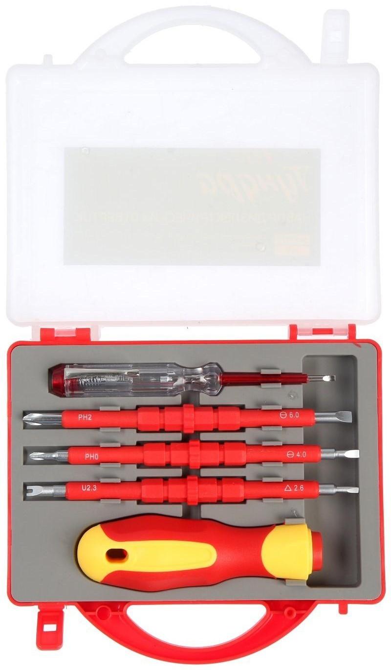 Набор диэлектрических отверток ТУНДРА, CrV, двухсторонние биты 3 шт., до 1000 В