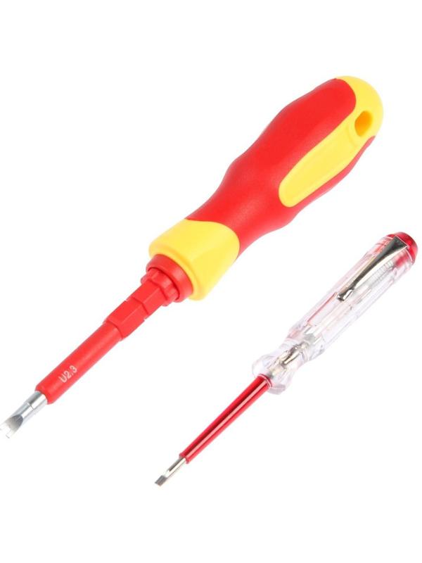 Набор диэлектрических отверток ТУНДРА, CrV, двухсторонние биты 3 шт., до 1000 В