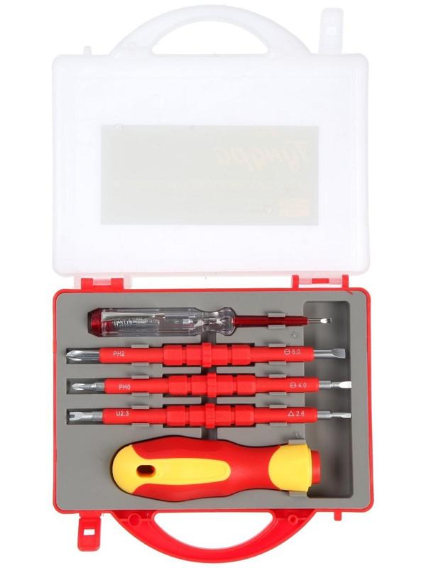 Набор диэлектрических отверток ТУНДРА, CrV, двухсторонние биты 3 шт., до 1000 В