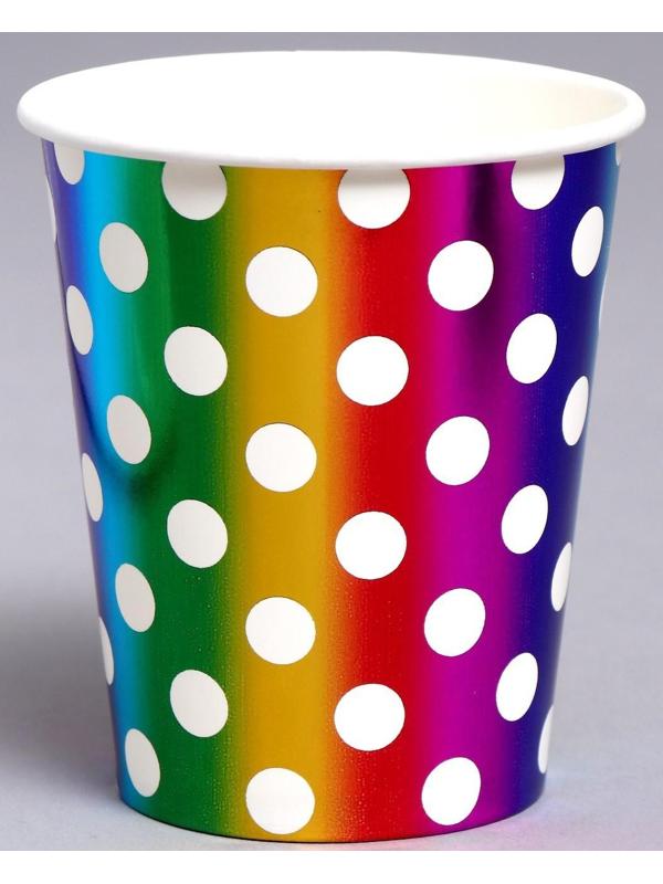 Стаканы бумажные «Горох», в наборе 6 штук, цвет радуга