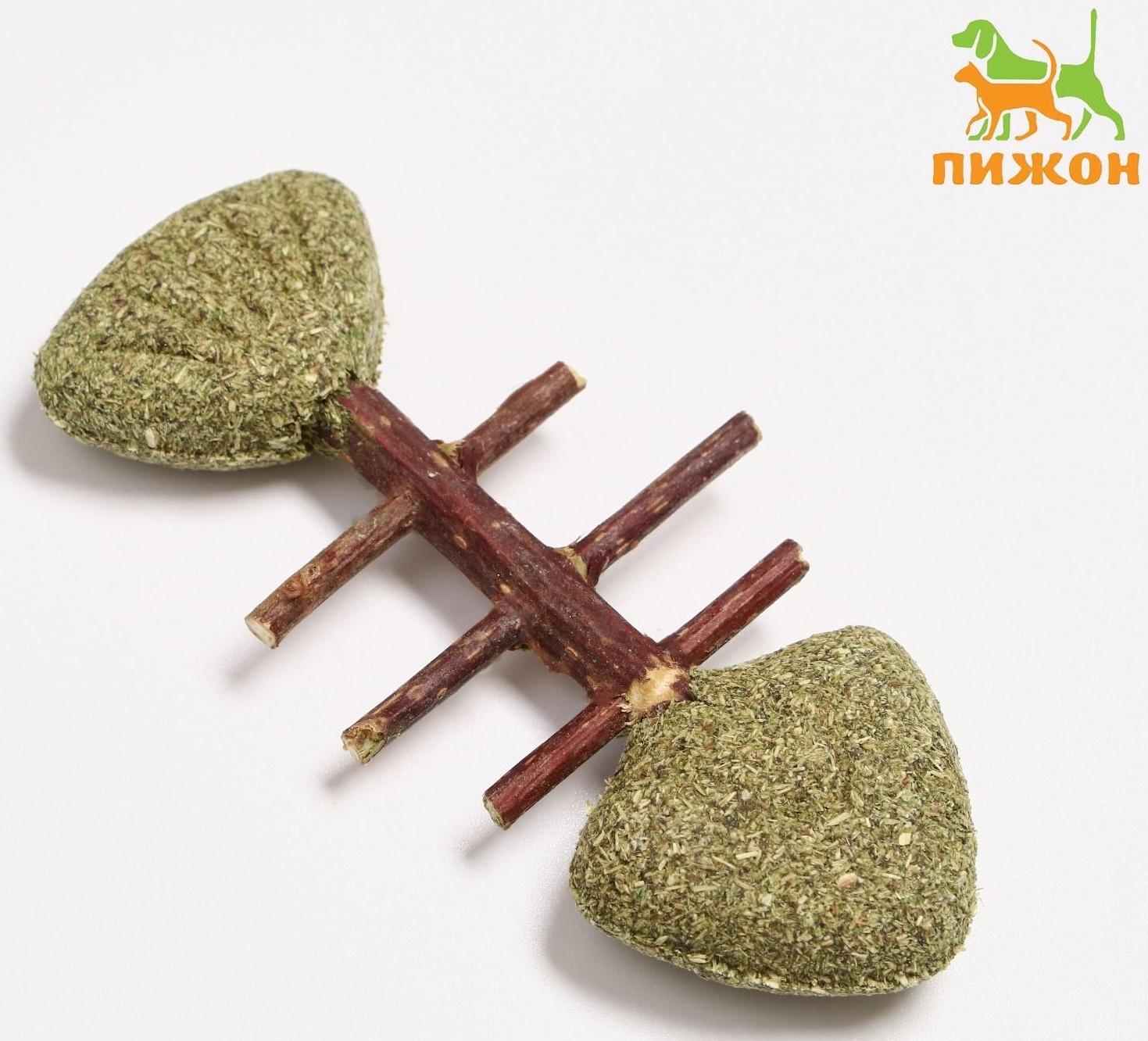 Игрушка для кошек из прессованной кошачьей мяты и скелетом из мататаби 