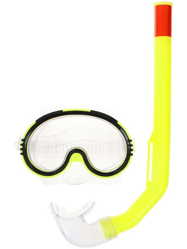 Маска и трубка для плавания детская, цвет жёлтый