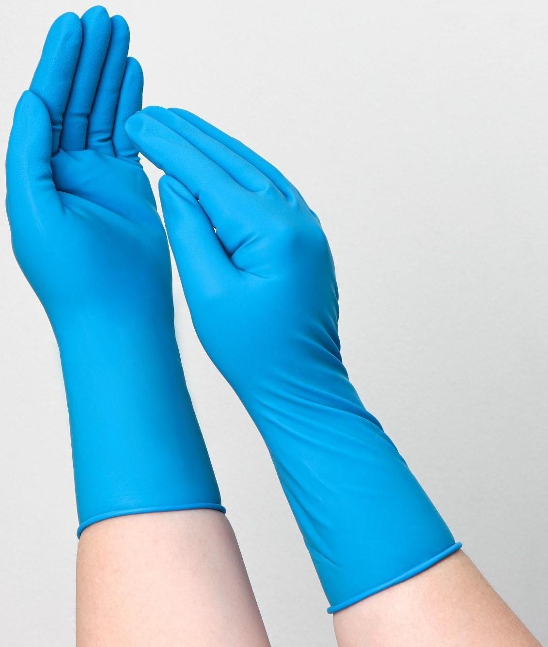 Перчатки латексные неопудренные High Risk, смотровые, нестерильные, текстурированные, размер M, 30 гр, 50 шт/уп (25 пар), цвет голубой