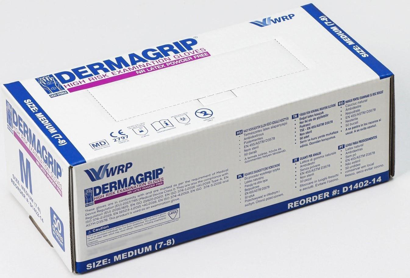 Перчатки латексные неопудренные High Risk, смотровые, нестерильные, текстурированные, размер M, 30 гр, 50 шт/уп (25 пар), цвет голубой