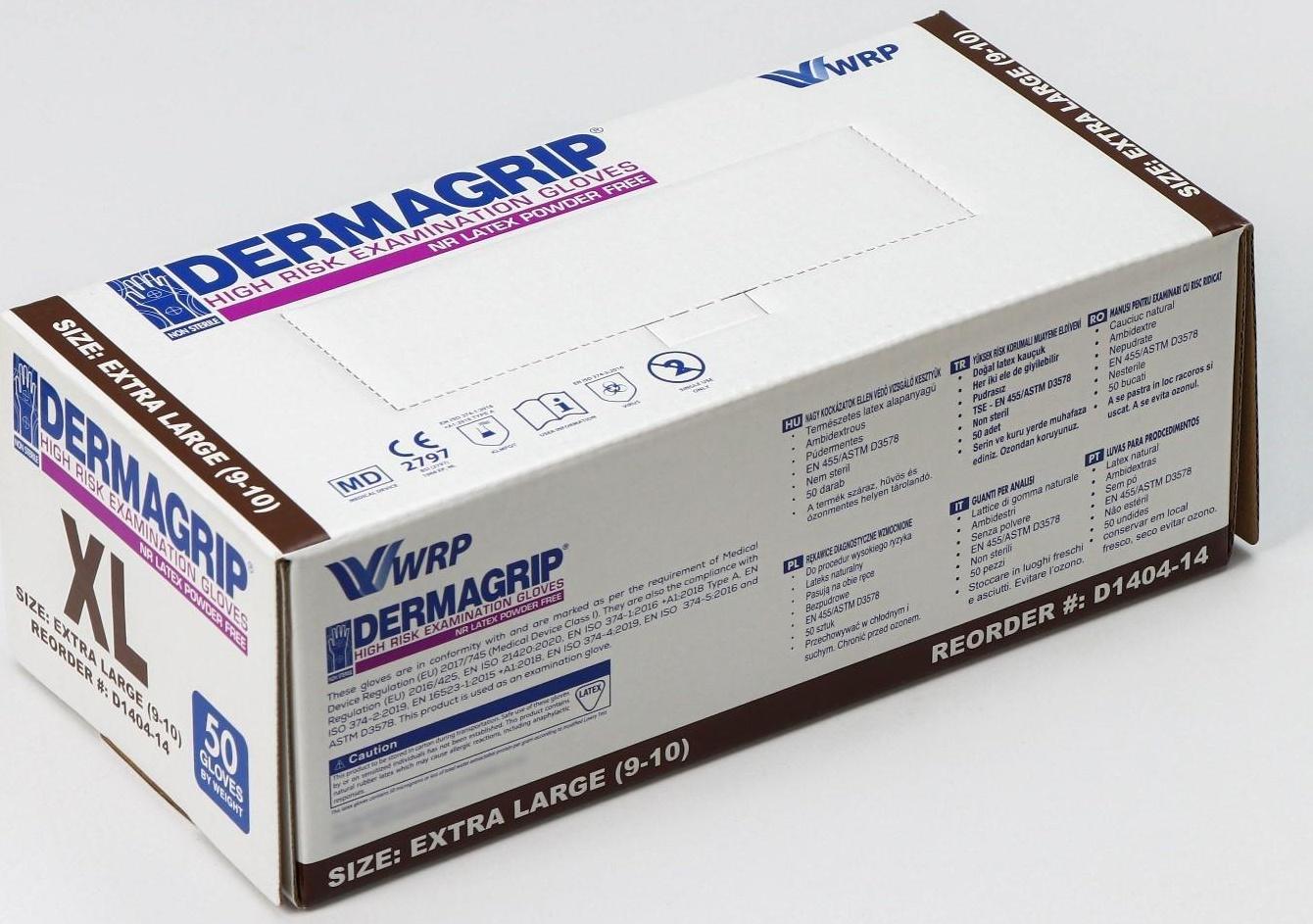 Перчатки латексные неопудренные High Risk, смотровые, нестерильные, текстурированные, размер XL, 35 гр, 50 шт/уп (25 пар), цвет голубой