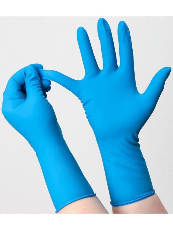 Перчатки латексные неопудренные High Risk, смотровые, нестерильные, текстурированные, размер XL, 35 гр, 50 шт/уп (25 пар), цвет голубой