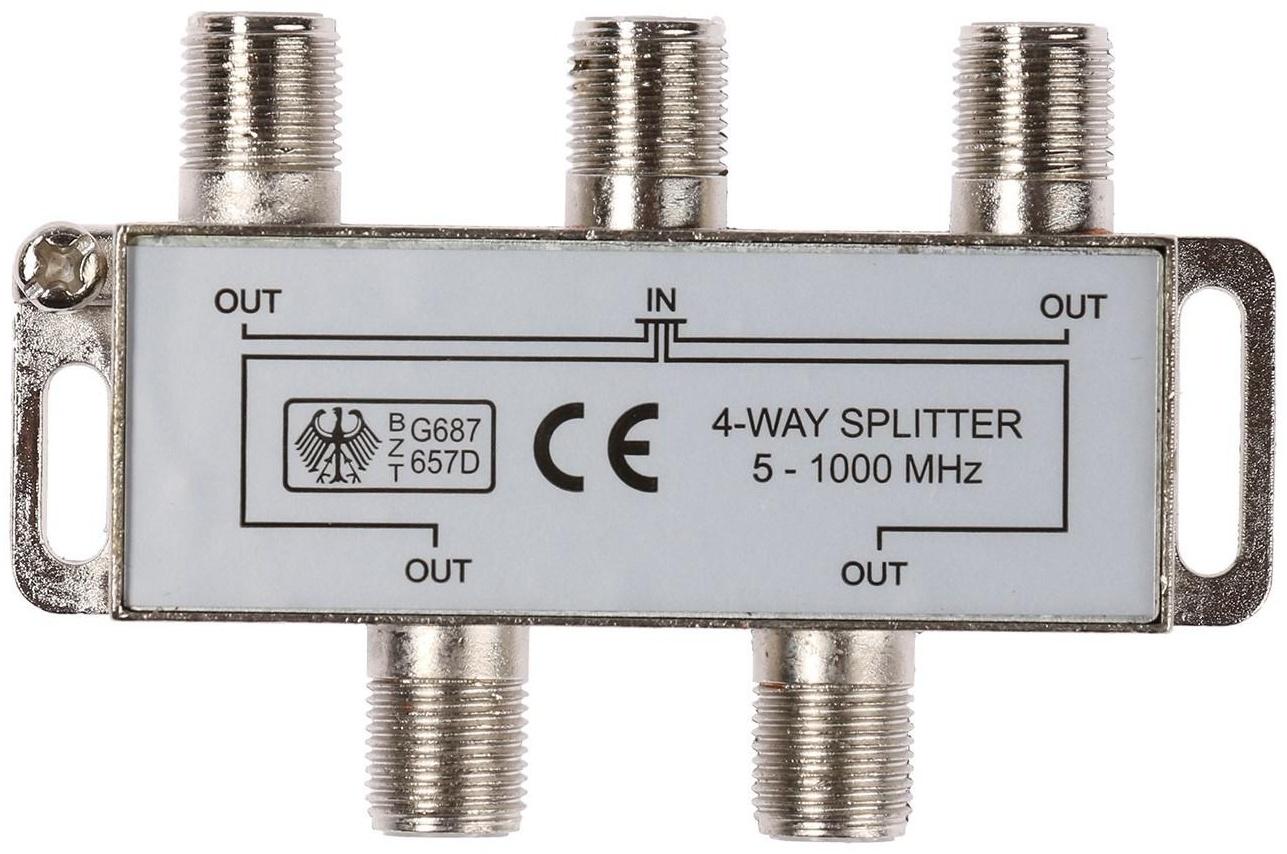 Сплиттер Belsis BL1076, 4-WAY, 5-1000 МГц, 4 ТВ, RF/AV/TV