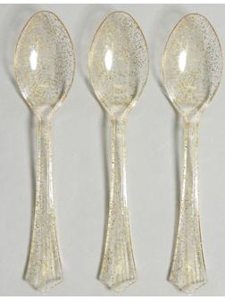 Ложки пластиковые «Блеск», в наборе 12 штук, цвет золото