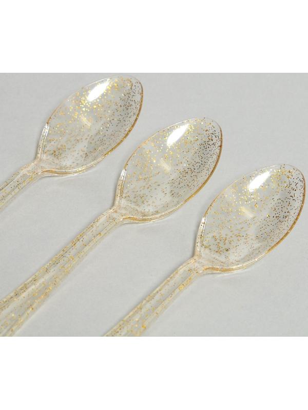 Ложки пластиковые «Блеск», в наборе 12 штук, цвет золото