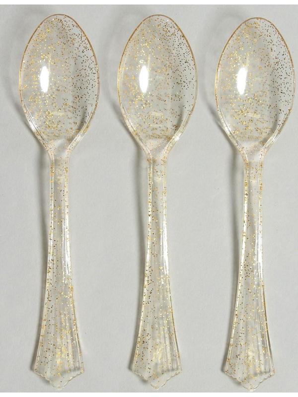 Ложки пластиковые «Блеск», в наборе 12 штук, цвет золото