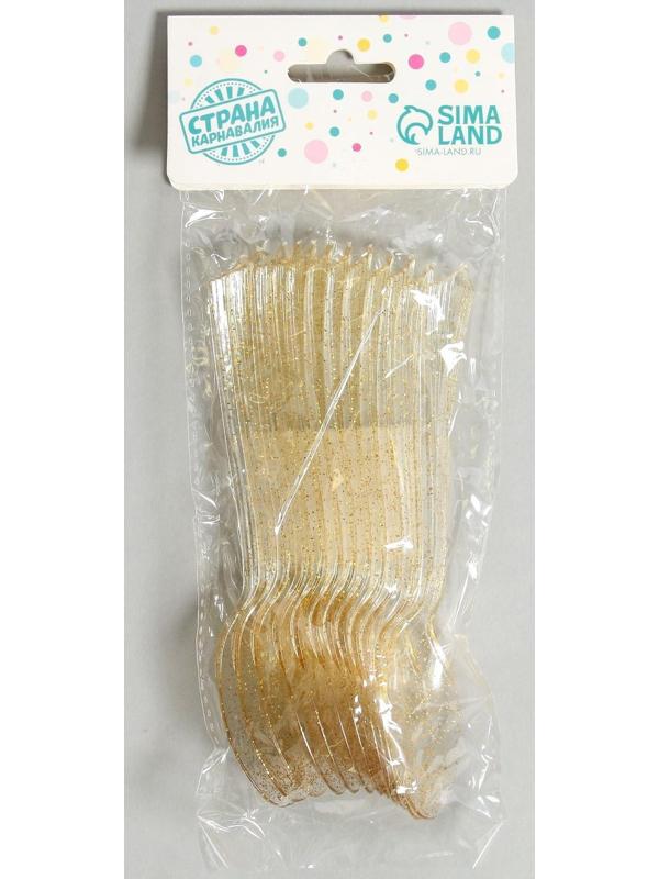 Ложки пластиковые «Блеск», в наборе 12 штук, цвет золото