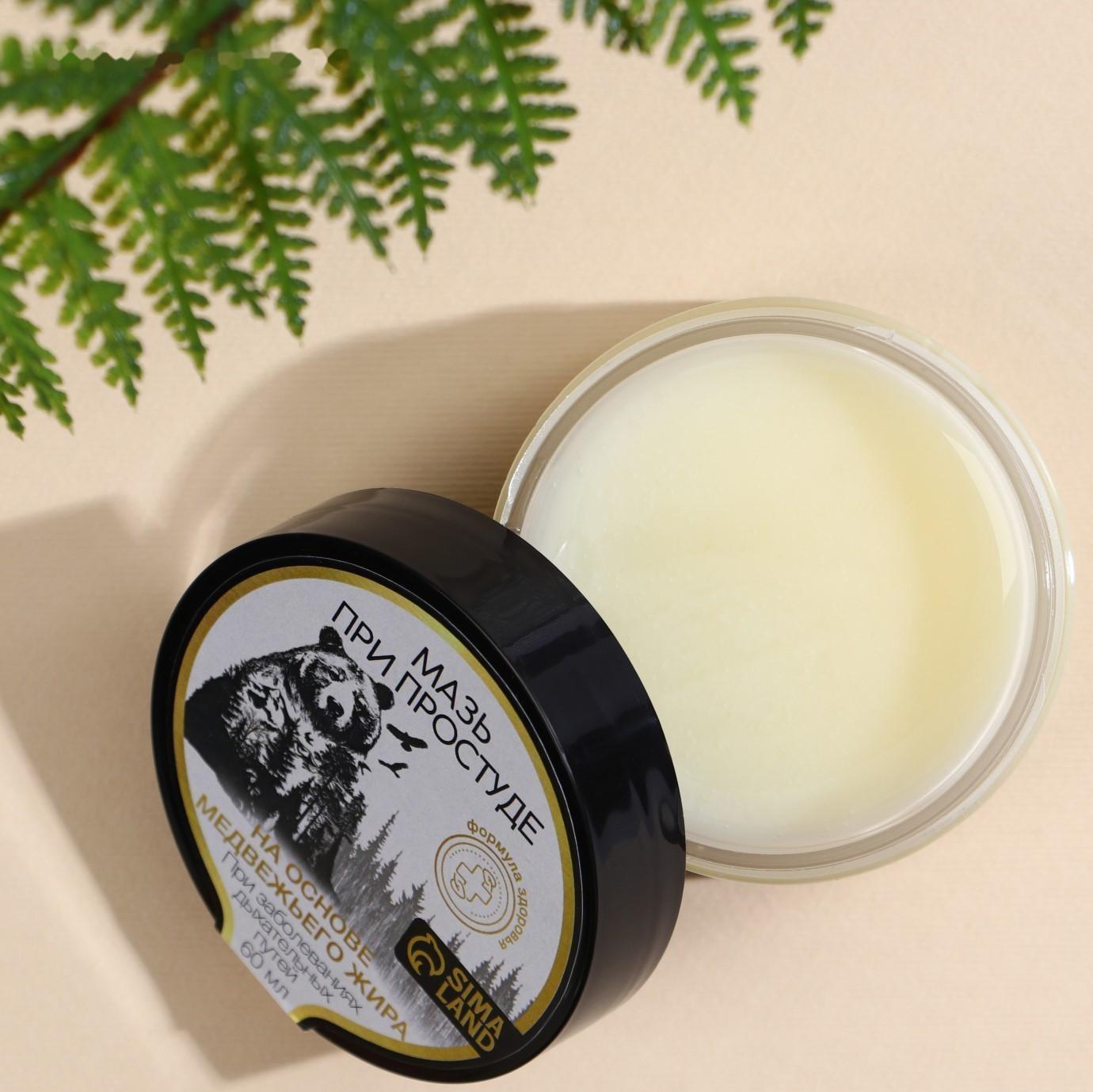 Мазь на основе медвежьего жира, 60 мл, при простуде и воспалении суставов