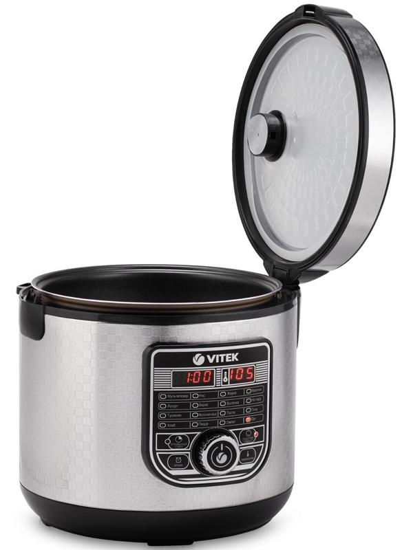 Мультиварка Vitek VT-4282, 860 Вт, 5 л, 16 программ, антипригарное покрытие, серебристая