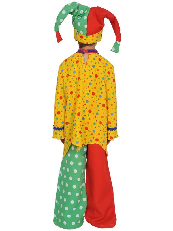 Карнавальный костюм «Скоморох», рубашка, брюки, колпак, рост 122-128 см