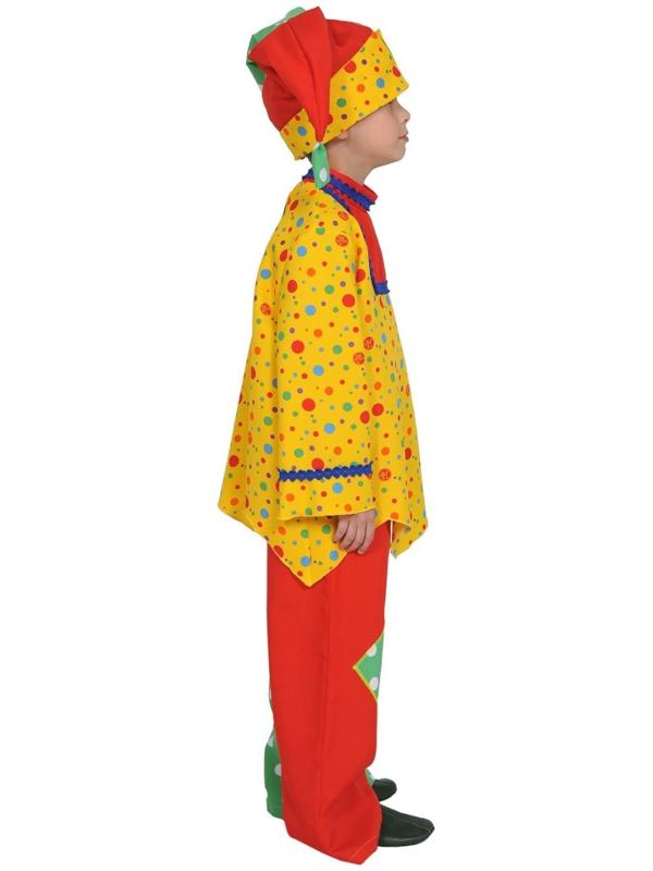 Карнавальный костюм «Скоморох», рубашка, брюки, колпак, рост 122-128 см