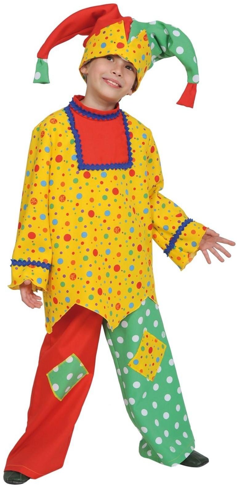 Карнавальный костюм «Скоморох», рубашка, брюки, колпак, рост 128-134 см