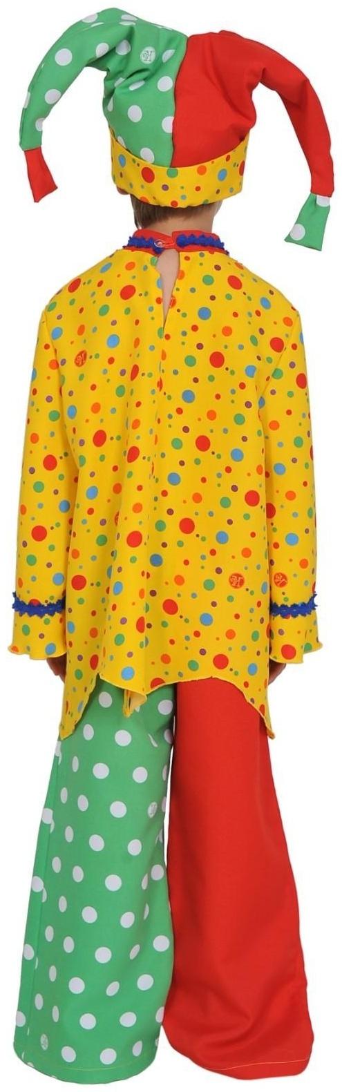 Карнавальный костюм «Скоморох», рубашка, брюки, колпак, рост 128-134 см