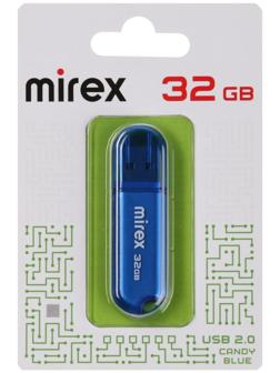 Флешка Mirex CANDY BLUE, 32 Гб ,USB2.0, чт до 25 Мб/с, зап до 15 Мб/с, синяя
