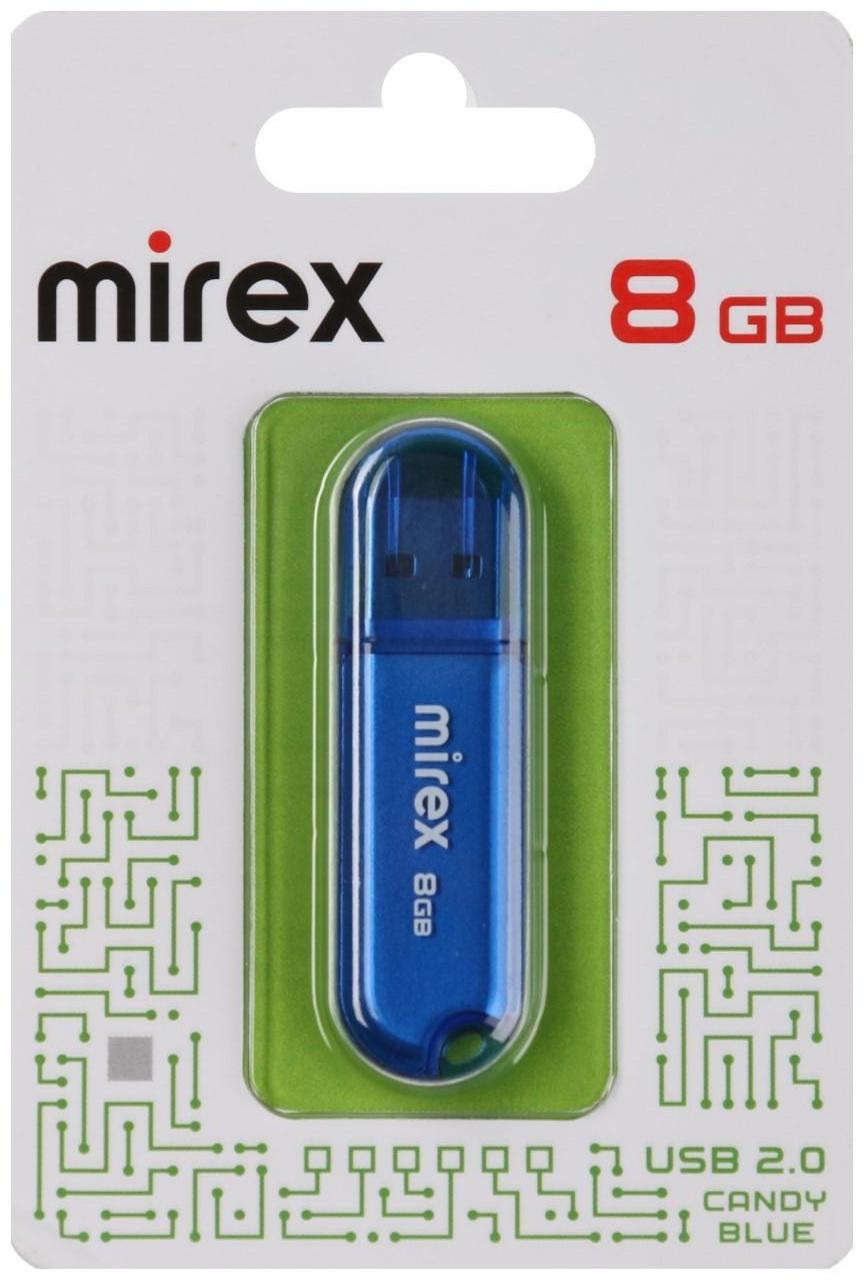 Флешка Mirex CANDY BLUE, 8 Гб ,USB2.0, чт до 25 Мб/с, зап до 15 Мб/с, синяя