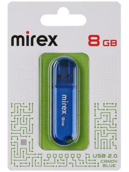 Флешка Mirex CANDY BLUE, 8 Гб ,USB2.0, чт до 25 Мб/с, зап до 15 Мб/с, синяя