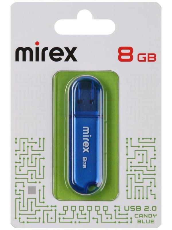 Флешка Mirex CANDY BLUE, 8 Гб ,USB2.0, чт до 25 Мб/с, зап до 15 Мб/с, синяя