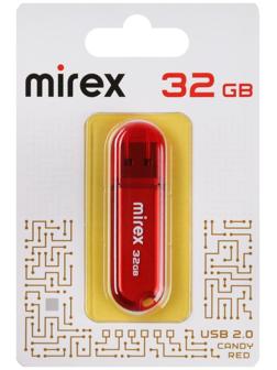 Флешка Mirex CANDY RED, 32 Гб ,USB2.0, чт до 25 Мб/с, зап до 15 Мб/с, красная