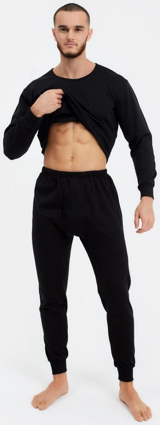 Термобельё мужское НАЧЁС (лонгслив/брюки), цвет чёрный, размер 52