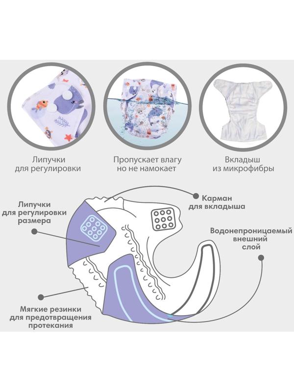 Многоразовый подгузник «Морские»