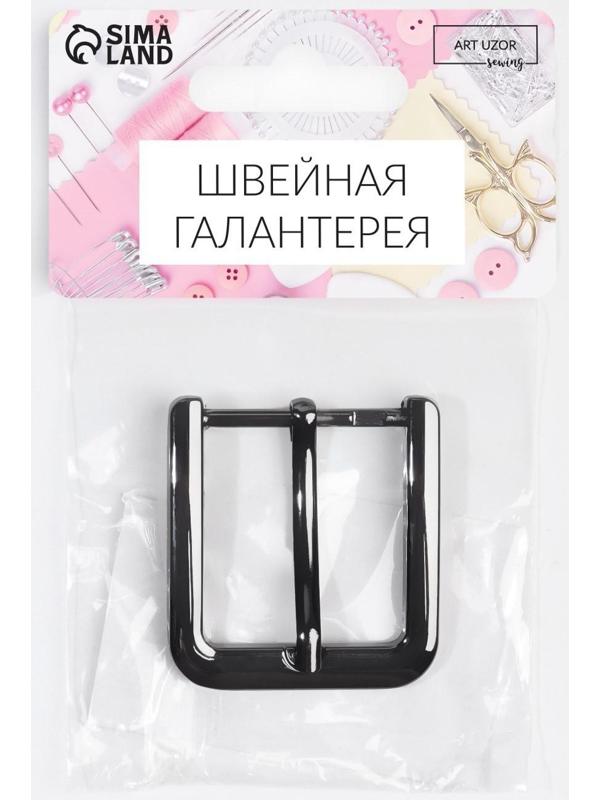 Пряжка для ремня, 4 × 4,4 см, 30 мм, цвет чёрный никель