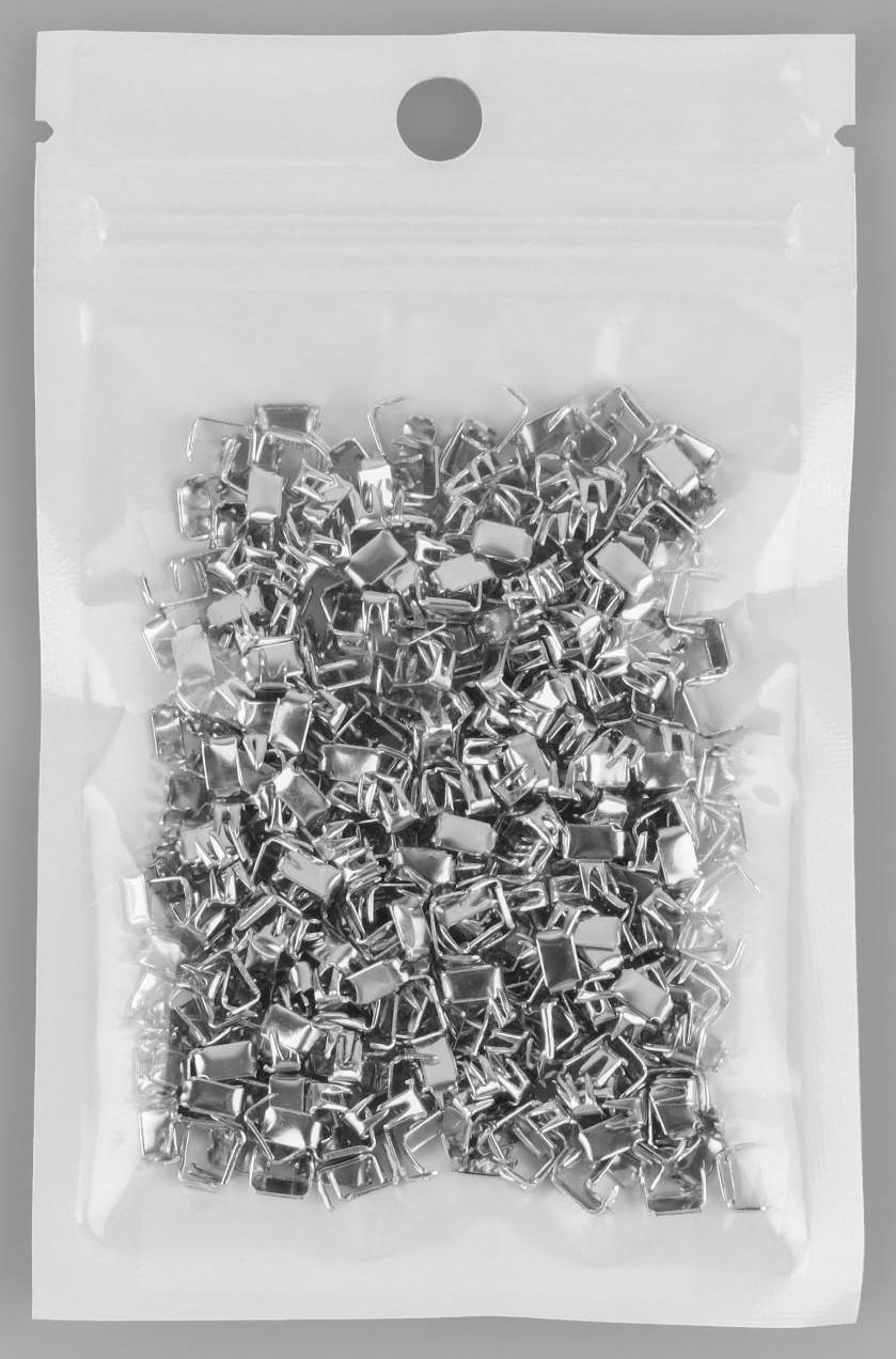 Нижний металлический ограничитель для молнии, №3, 1000 ± 20 шт, цвет серебряный