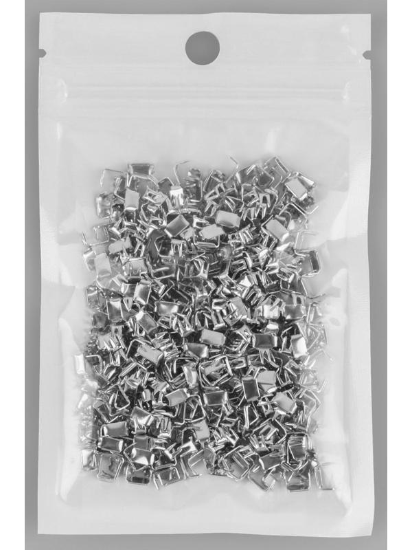 Нижний металлический ограничитель для молнии, №3, 1000 ± 20 шт, цвет серебряный