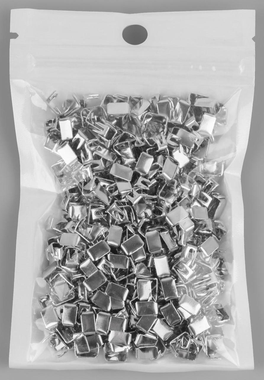 Нижний металлический ограничитель для молнии, №5, 500 ± 15 шт, цвет серебряный