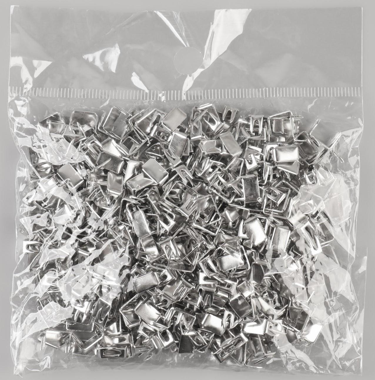 Нижний металлический ограничитель для молнии, №8, 500 ± 15 шт, цвет серебряный