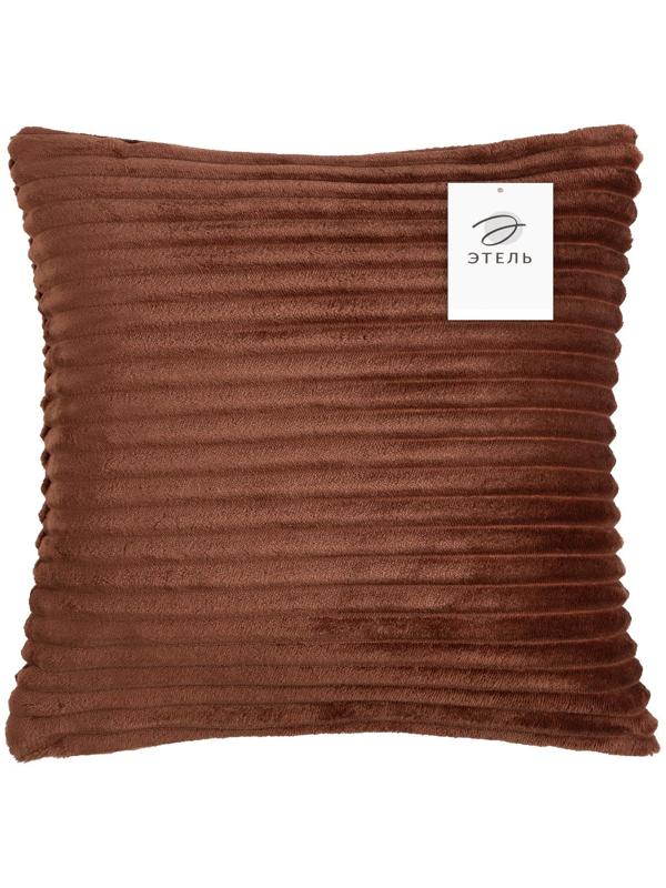 Наволочка декоративная Этель цвет коричневый,40х40 см, велсофт, 100% п/э