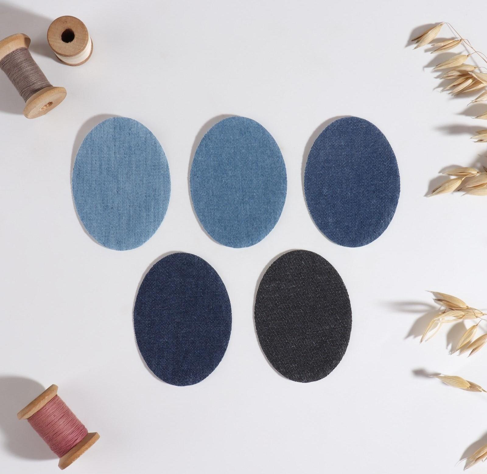 Набор заплаток для одежды «Синий спектр», овальные, термоклеевые, 7 × 5 см, 5 шт