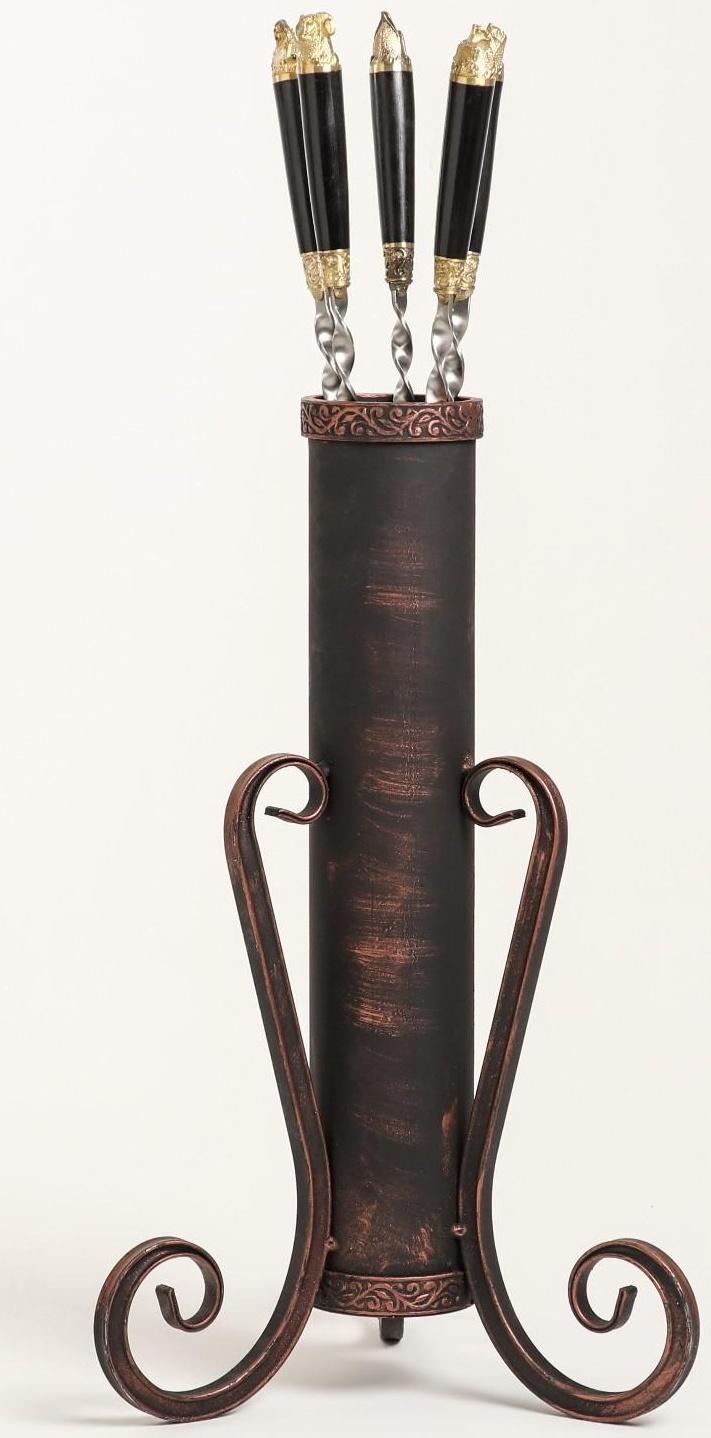 Кованая подставка для шампуров, бронзовая, 53 см