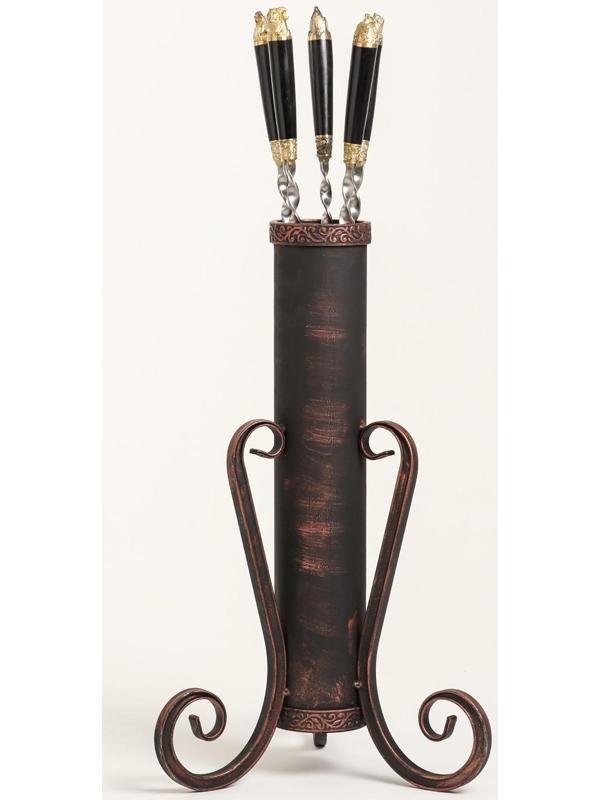 Кованая подставка для шампуров, бронзовая, 53 см