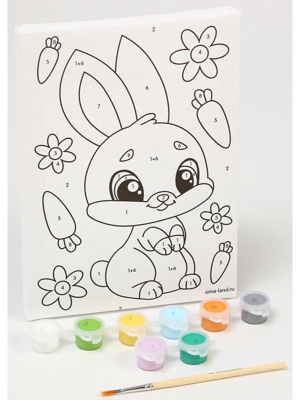 Картина по номерам «Зайка с морковками» 21х15 см