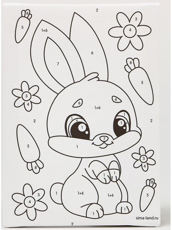 Картина по номерам «Зайка с морковками» 21х15 см