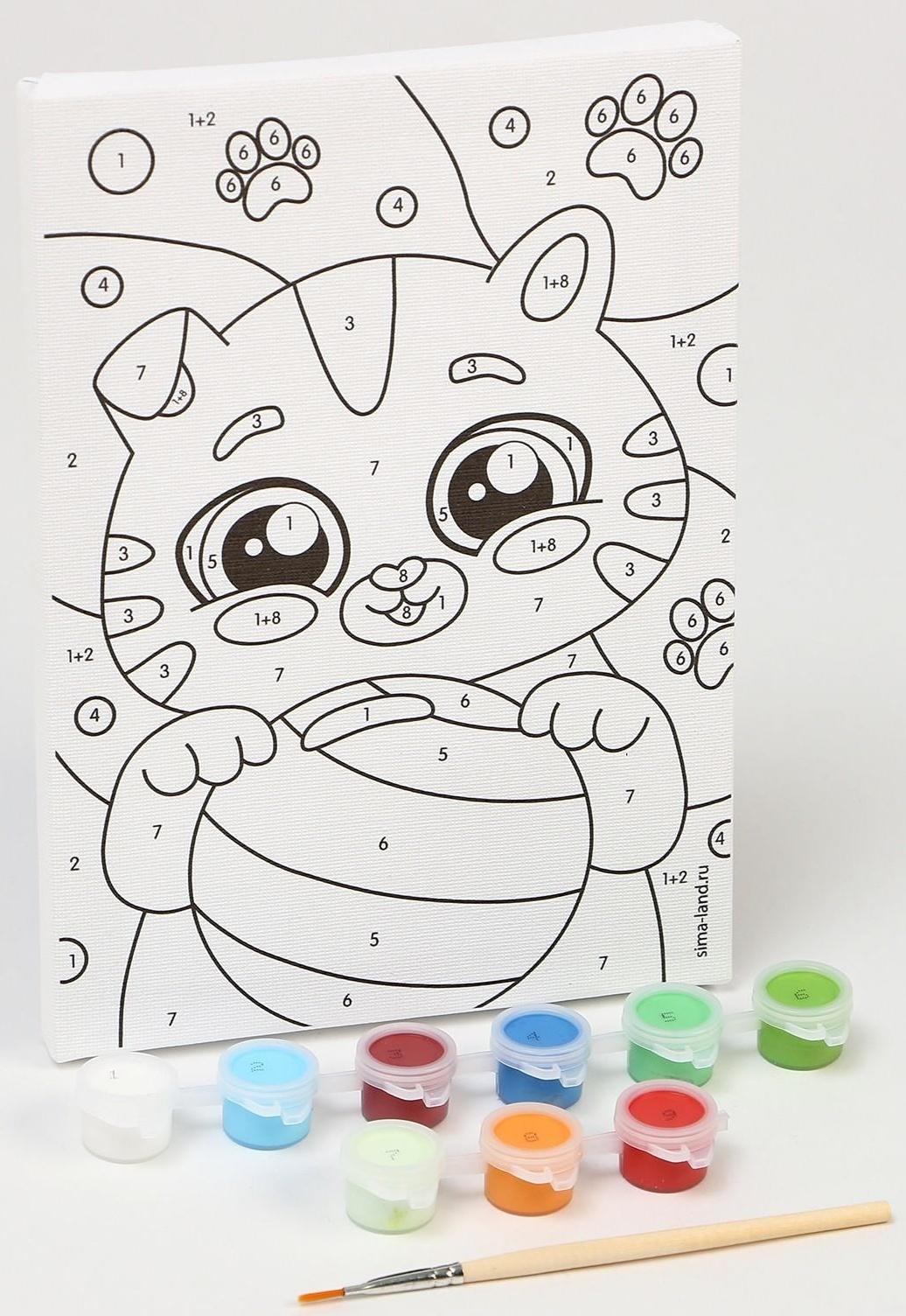 Картина по номерам «Котёнок с лапками» 21х15 см