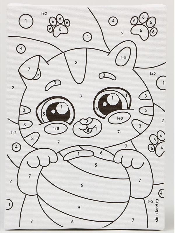 Картина по номерам «Котёнок с лапками» 21х15 см