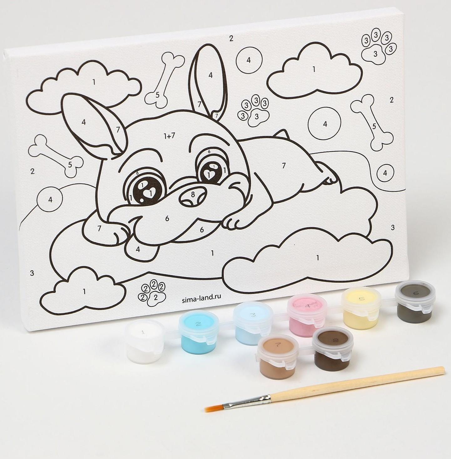 Картина по номерам «Щенок на облачке» 21х15 см