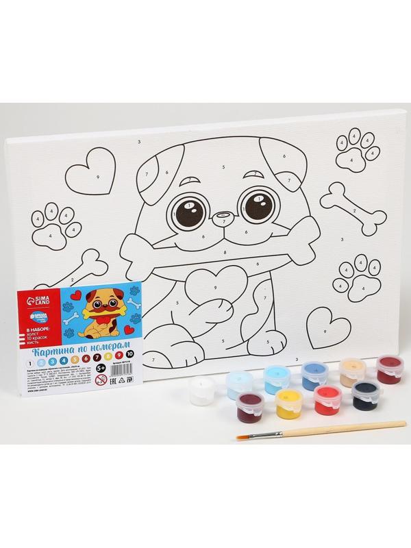 Картина по номерам «Щеночек с косточкой», 20х30 см