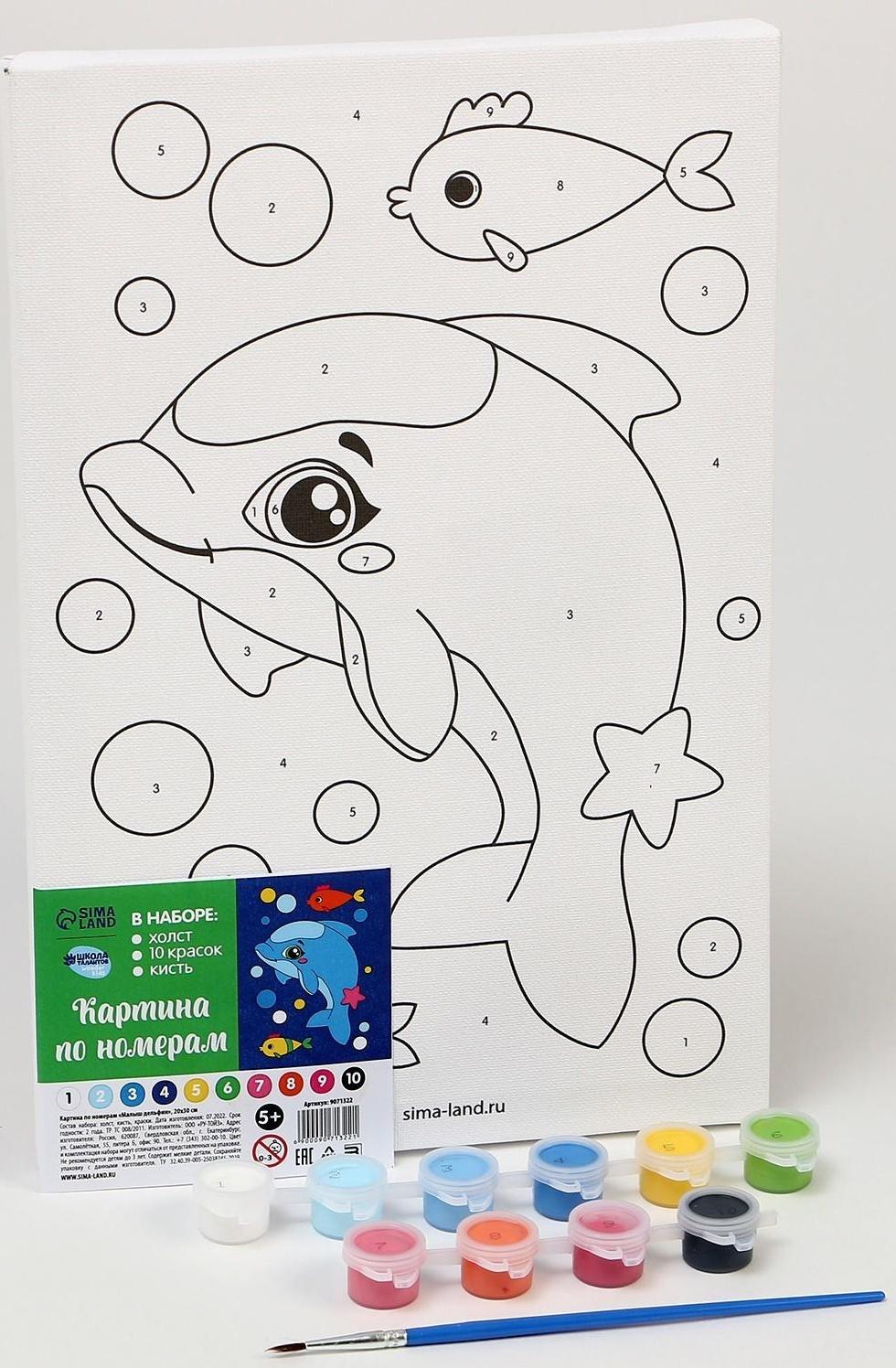 Картина по номерам «Малыш-дельфин» 20х30 см