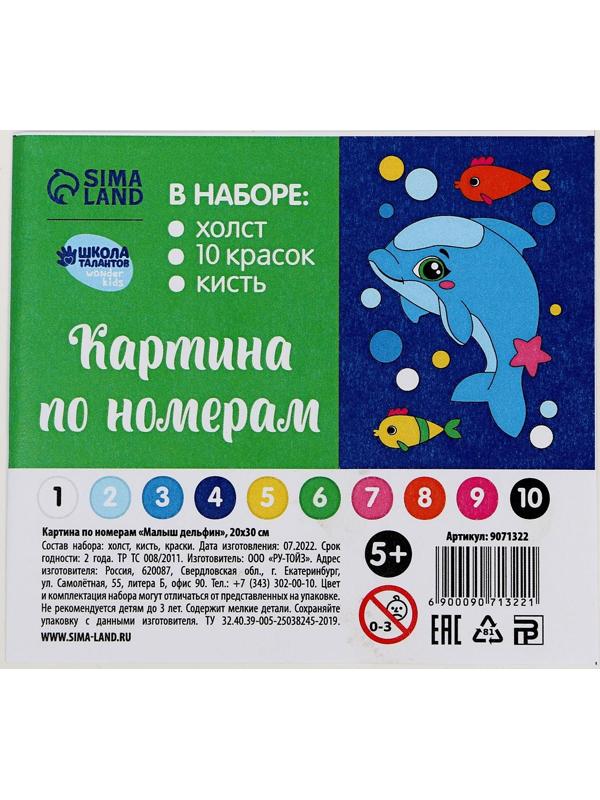 Картина по номерам «Малыш-дельфин» 20х30 см