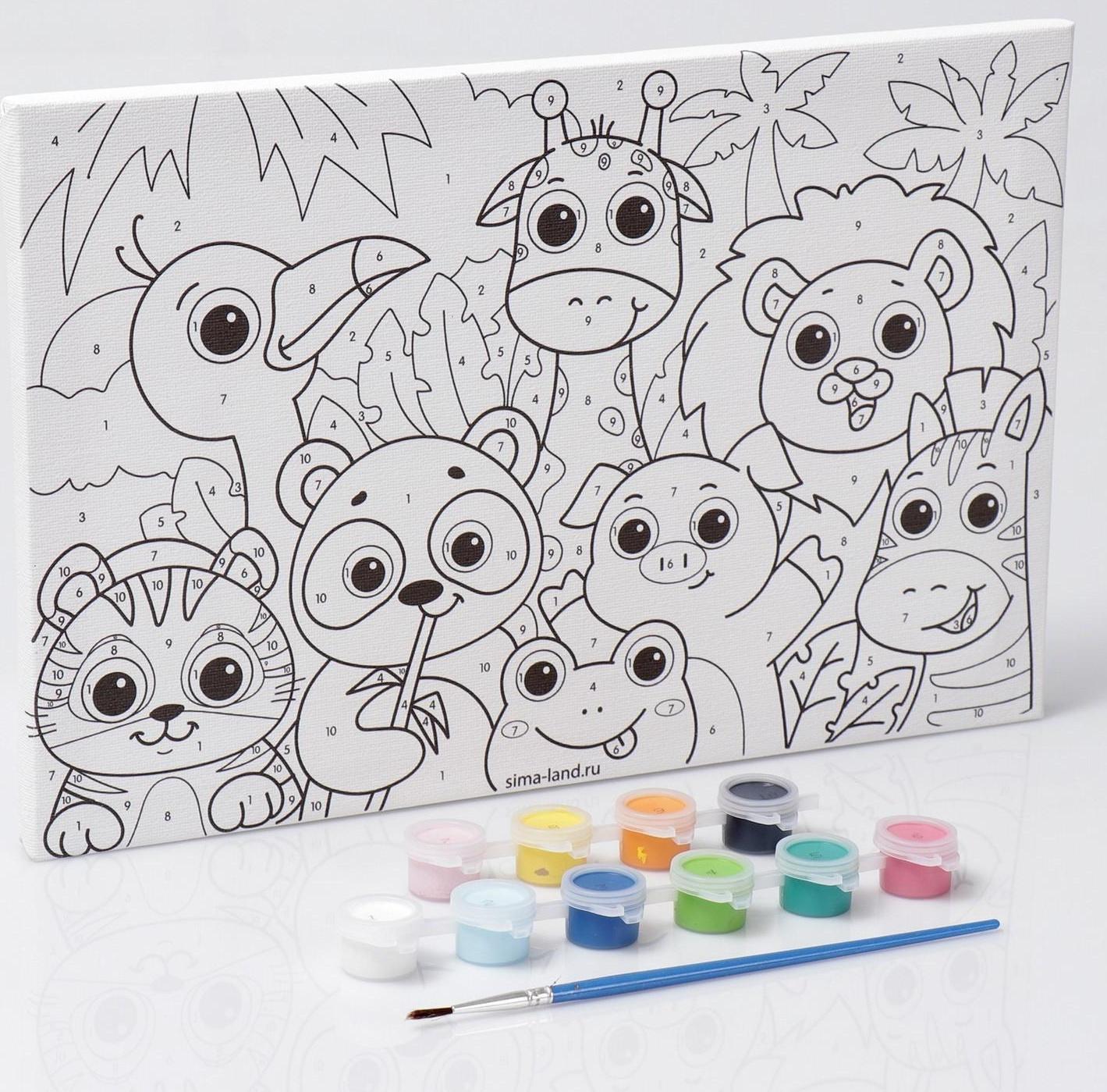 Картина по номерам «Яркие зверята» 20х30 см